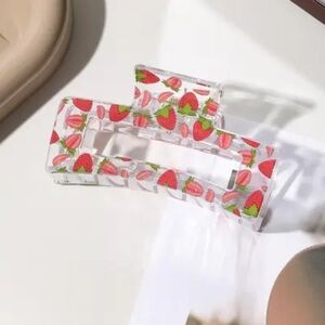 Large Acrylic Strawberry Print Hair Claw Clip